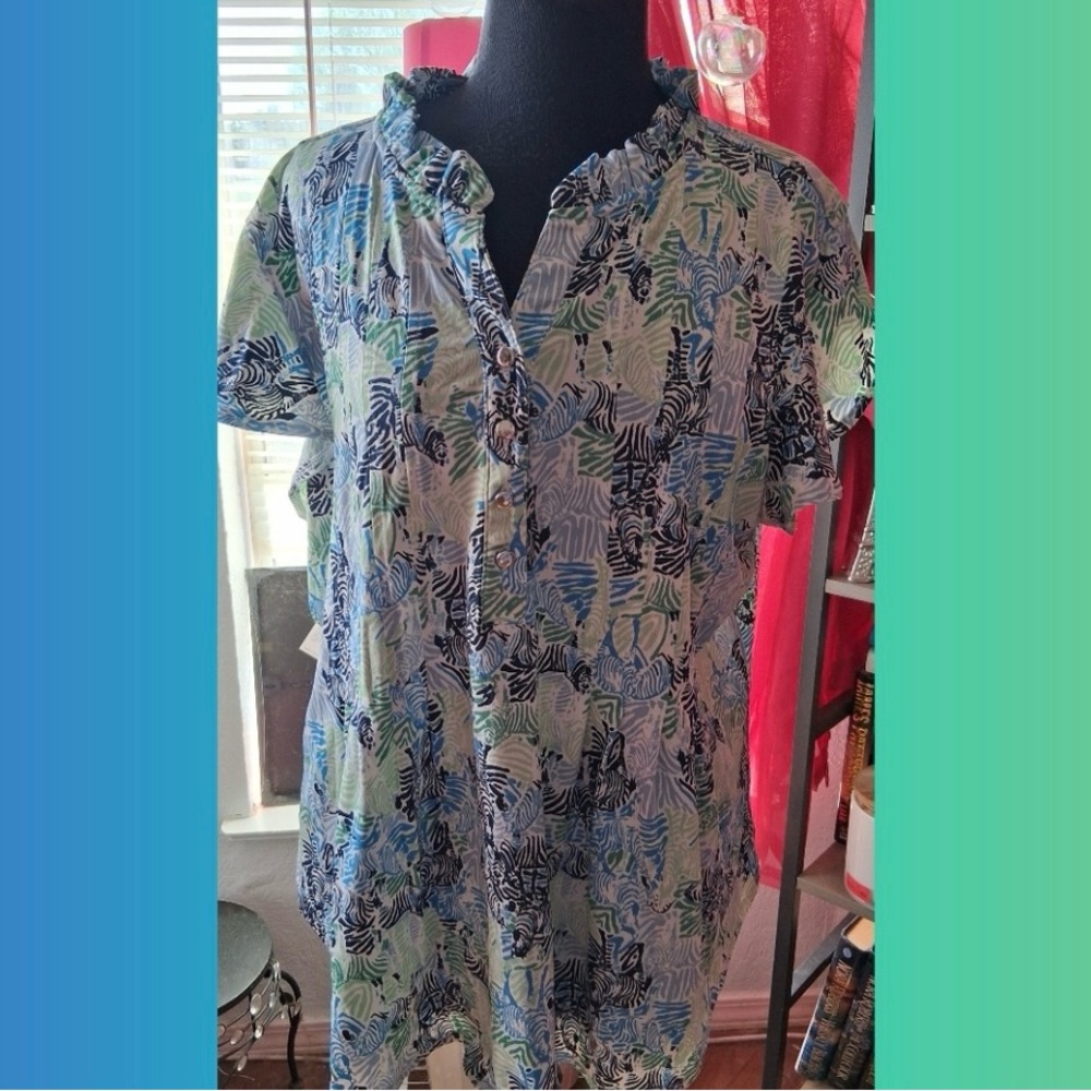 Cocomo Blue and Green Casual Button Down Shirt